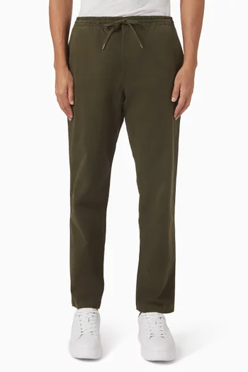 Flat Front Drawstring Pants in Stretch Cotton