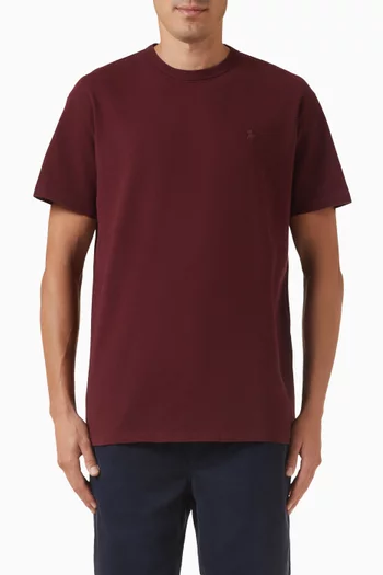 تي شيرت مطرز بشعار الماركة قطن وجيرسه