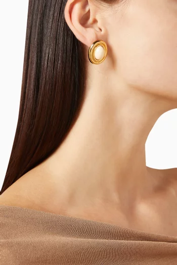 Prize Earrings in Gold-Plated Metal with Cream Enamel