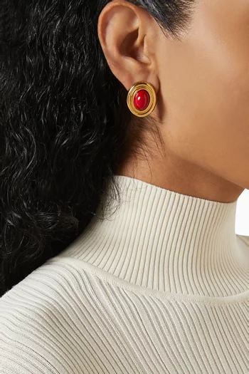 أقراط برايز برغندي مينا ونحاس