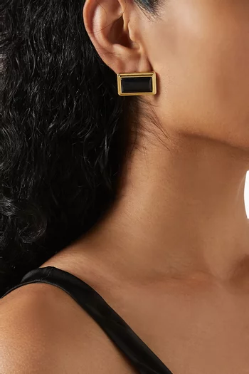 أقراط ارتشر بتصميم مستطيل نحاس مطلي بذهب