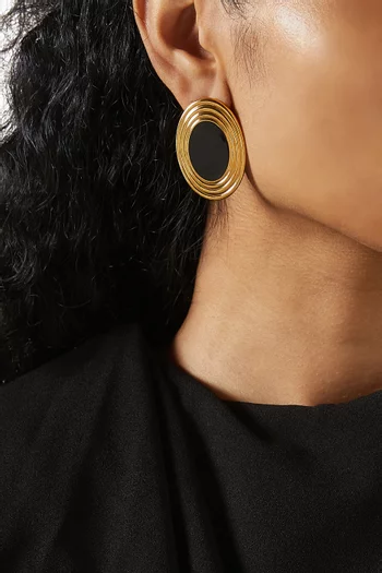 أقراط روان بيضاوية نحاس مطلي ذهب