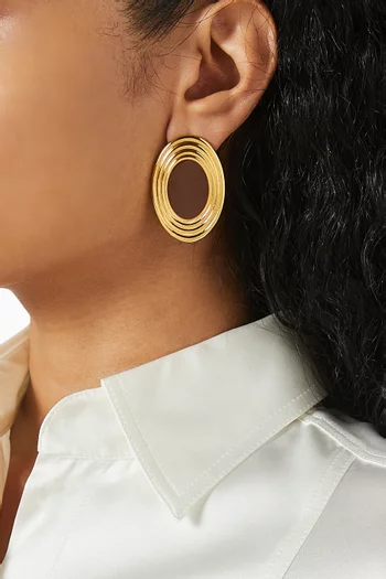 أقراط روان بيضاوية نحاس مطلي بذهب