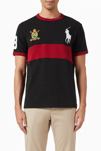 تي شيرت بشعار لاعب البولو على الحصان بحجم كبير قطن