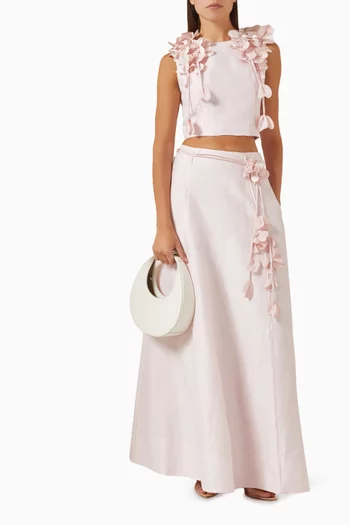 بلوزة كاميل مزينة بزهور فيسكوز وكتان