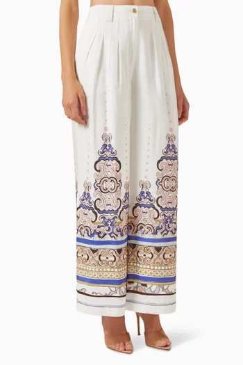 Dreamscape Pintucked Pants in Linen-blend