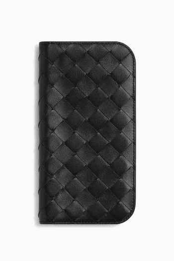 iPhone 16 Pro Max Folio Case in Intrecciato Leather