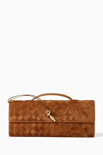 Andiamo Clutch in Intrecciato Suede
