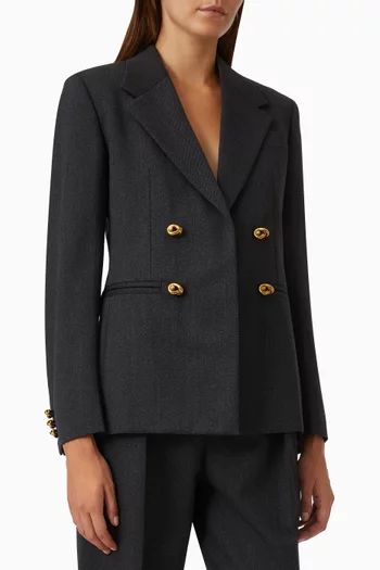 جاكيت بأزرار معدنية على شكل عقدة نسيج مولين وصوف