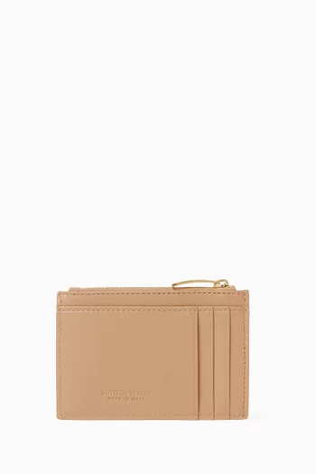 Zipped Card Case in Intrecciato Nappa Leather