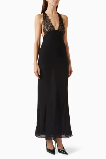 Lilia Lace-trim Open-back Dress