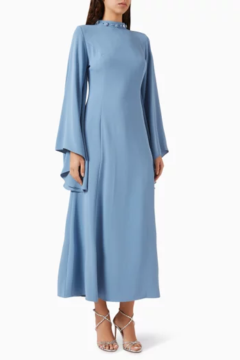 Stone-embellished Flared Midi Dress