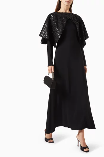 فستان بكاب مطرز بالترتر