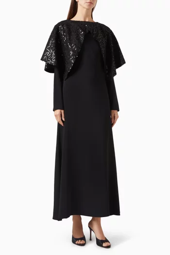 فستان بكاب مطرز بالترتر