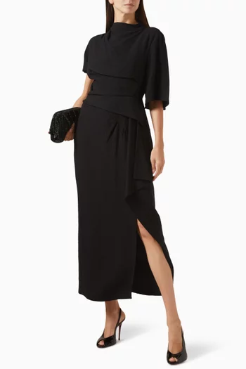 Asymmetric Slit Dress in Rayon Blend
