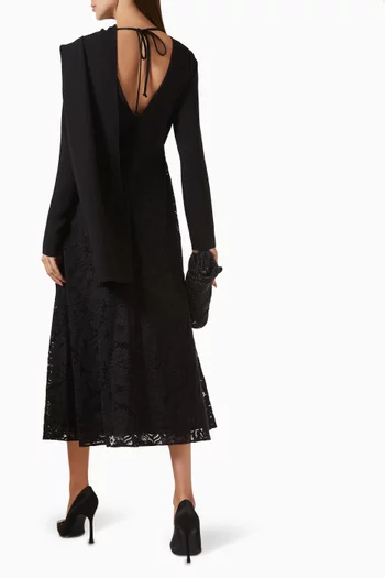 Cape Midi Dress in Cotton Blend