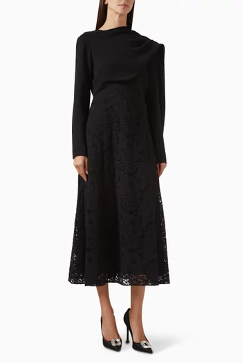 Cape Midi Dress in Cotton Blend