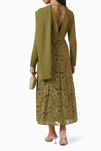 Cape Midi Dress in Cotton Blend