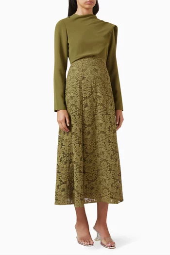 Cape Midi Dress in Cotton Blend