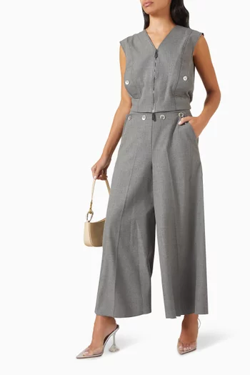Button-detail Wide-leg Pants