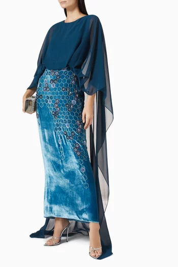 Honeycomb Embroidered Maxi Dress