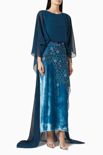 Honeycomb Embroidered Maxi Dress