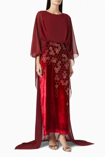 Honeycomb Embroidered Maxi Dress