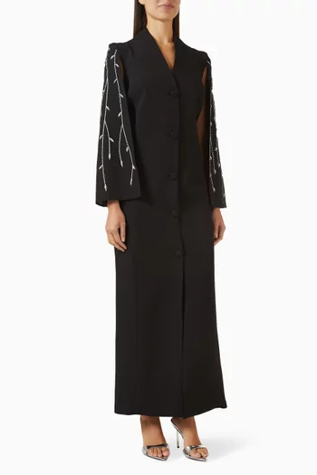Stone-embellished Cape Evening Dress