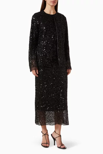Sequin-embellished Dress & Jacket Set