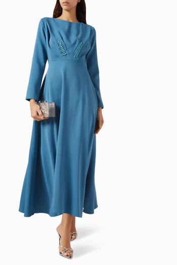 Stone-embellished Dress in Crepe