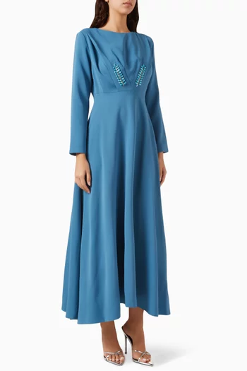 Stone-embellished Dress in Crepe