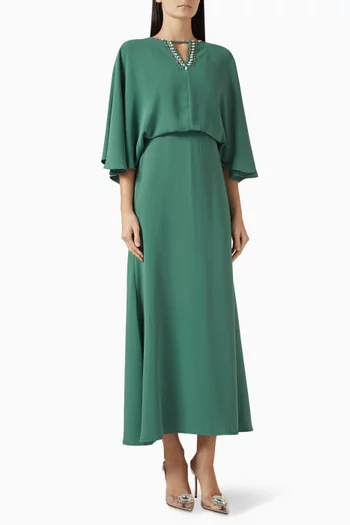 Crystal-embellished Cape Dress