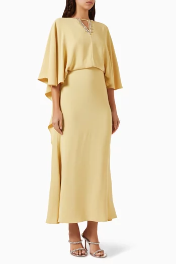 Crystal-embellished Cape Dress