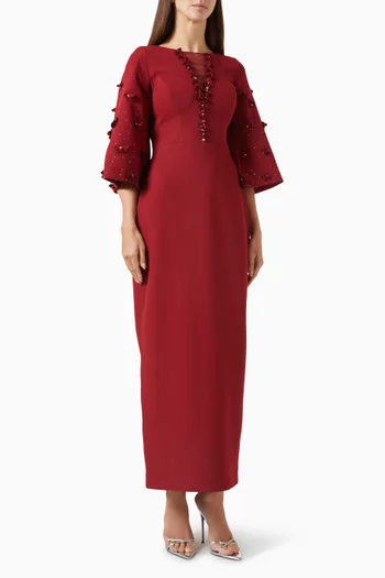 Floral Embroidered Midi Dress