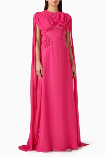 Mira Cape-style Maxi Dress in Chiffon