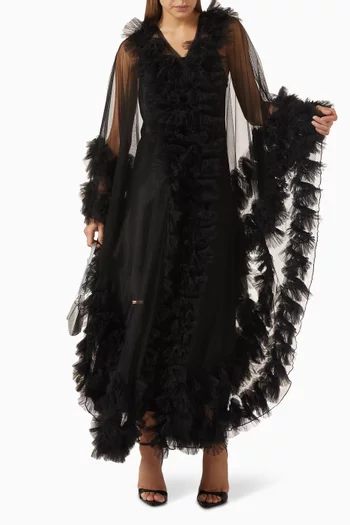 Frill Cape Abaya in Tulle