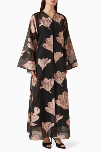 Floral-embellished Abaya in Organza