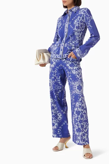 Lela Lace-print Pants in Cotton