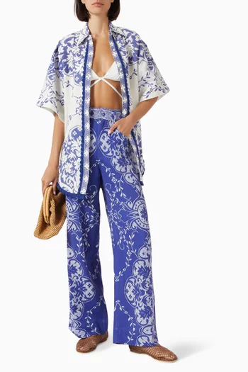 Edie Printed Shirt in Linen Blend