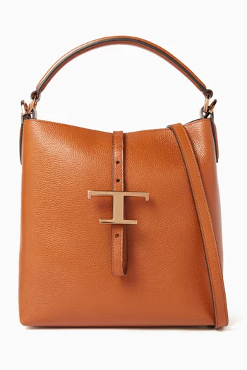 T-Timeless Mini Top-handle Bucket Bag in Grained Leather