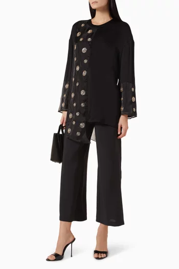 بلوزة مطرزة بالخرز مزيج فيسكوز