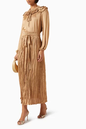 تنورة طويلة برباط تضييق مزيج فيسكوز