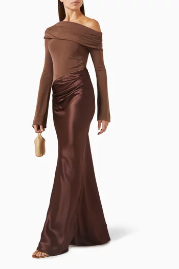 فستان سهرة إليان بتصميم غير متماثل