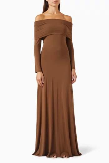 فستان أوتيس بأكتاف مكشوفة نسيج جيرسيه