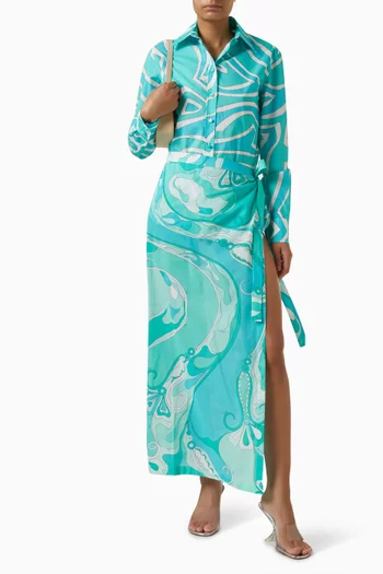 Marmo-print Shirt in Cotton-poplin