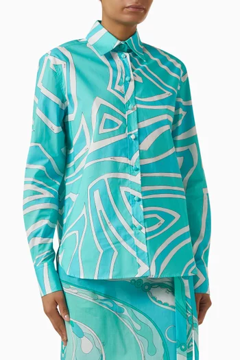 Marmo-print Shirt in Cotton-poplin