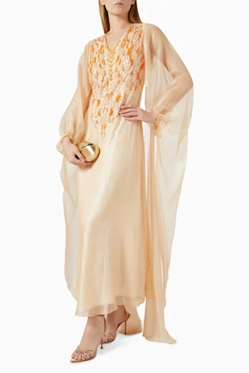 فستان بكاب وتطريزات بالخرز أورجانزا