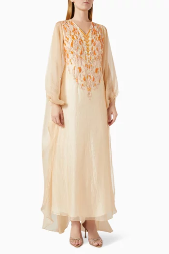 فستان بكاب وتطريزات بالخرز أورجانزا