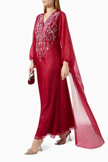 فستان بكاب وتطريزات بالخرز أورجانزا