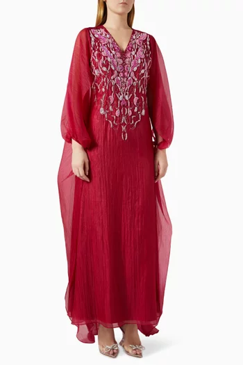 فستان بكاب وتطريزات بالخرز أورجانزا